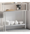 vidaXL Kitchen Work Table with Overshelf 110x30x120 cm Stainless Steel