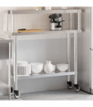vidaXL Kitchen Work Table with Overshelf 110x30x120 cm Stainless Steel
