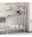 vidaXL Kitchen Work Table with Overshelf 110x30x150 cm Stainless Steel