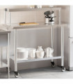 vidaXL Kitchen Work Table with Overshelf 110x55x120 cm Stainless Steel