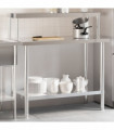 vidaXL Kitchen Work Table with Overshelf 110x55x120 cm Stainless Steel