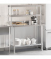 vidaXL Kitchen Work Table with Overshelf 110x55x150 cm Stainless Steel