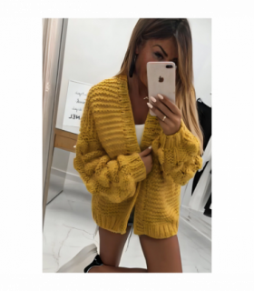 Bubble Sleeves Stylish Knitted Cardigan