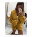 Bubble Sleeves Stylish Knitted Cardigan
