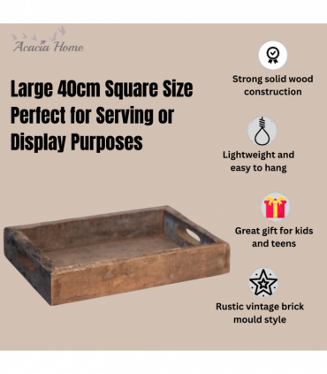 40CM RECLAIMED SQUARE WOODEN TRAY