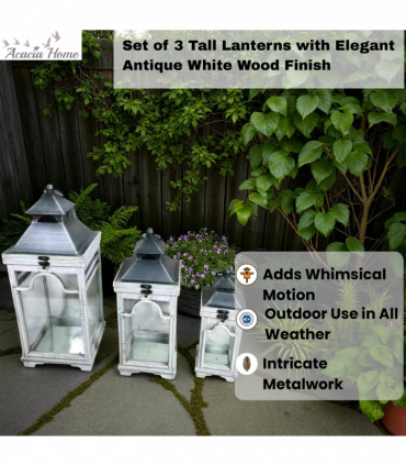 51/41/31CM SET 3 WOODEN LANTERNS