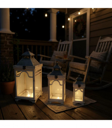 51/41/31CM SET 3 WOODEN LANTERNS