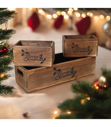 34/15/15CM SET 3  WOODEN BOXES