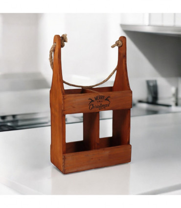 39CM WOODEN 2 BOTTLE WINE HOLDER