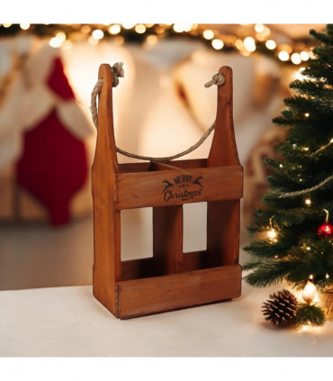 39CM WOODEN 2 BOTTLE WINE HOLDER