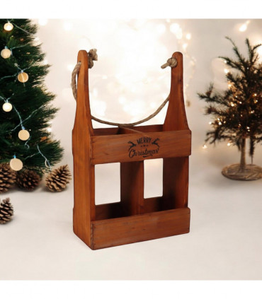 39CM WOODEN 2 BOTTLE WINE HOLDER
