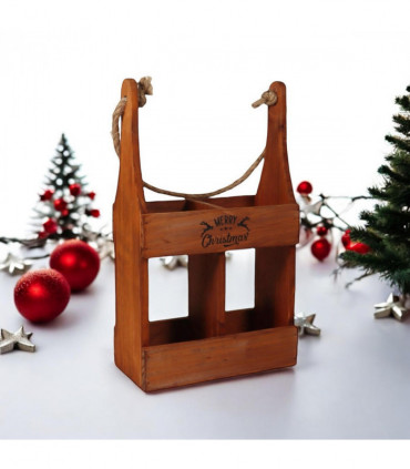 39CM WOODEN 2 BOTTLE WINE HOLDER