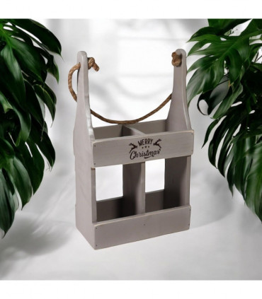 39CM RUSTIC GREY 2 BOTTLE WINE HOLDER