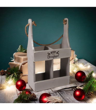 39CM RUSTIC GREY 2 BOTTLE WINE HOLDER