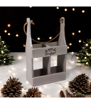 39CM RUSTIC GREY 2 BOTTLE WINE HOLDER