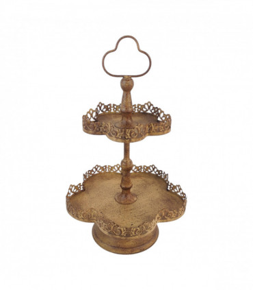 48CM RUSTY METAL 2 TIER CAKE STAND
