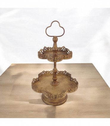 48CM RUSTY METAL 2 TIER CAKE STAND
