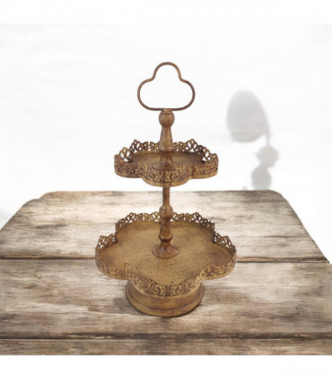 48CM RUSTY METAL 2 TIER CAKE STAND