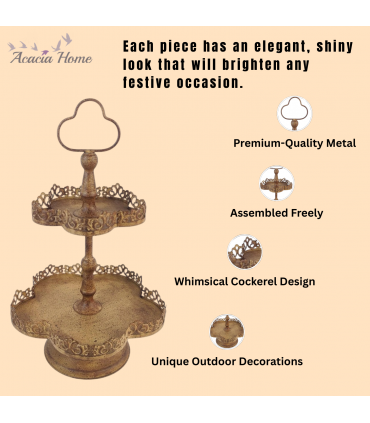 48CM RUSTY METAL 2 TIER CAKE STAND