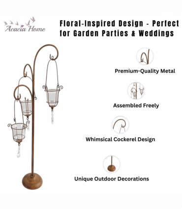 88CM RUSTY METAL CANDLER HOLDER WITH GLASS