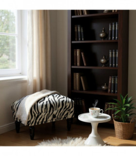 ZEBRA FABRIC FOOTSTOOL WITH DRAWER