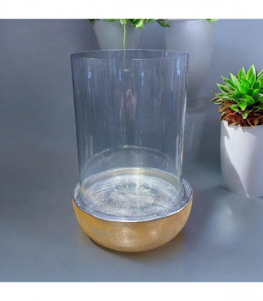 32CM NICKEL PLATED HURRICANE CANDLE HOLDER