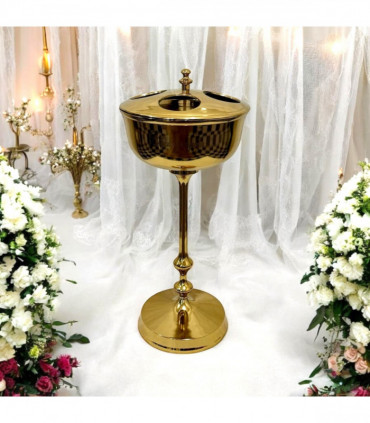 81cm GOLD 4 BOTTLE CHAMPAGNE BUCKET ON STA