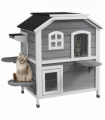 Cat Condo w/ Tons of Room & Openable Roof, Fir Wood, Outdoor/Indoor Catio Grey