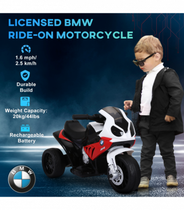 Ride on Motorcycle BMW Licensed w/ Headlights Music Red 66L x 37W x 44Hcm