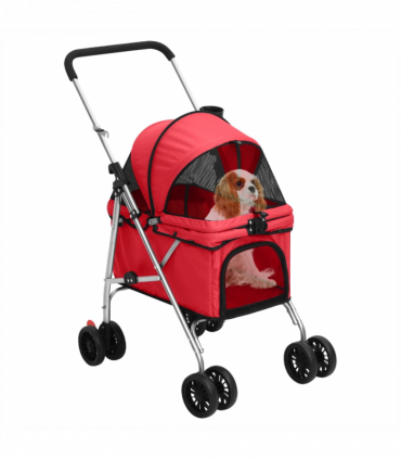 vidaXL Folding Dog Stroller Red 76x50x100 cm Oxford Fabric