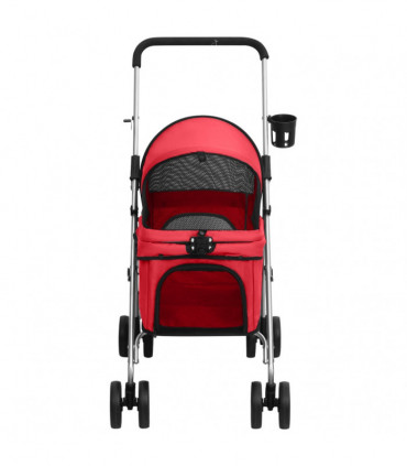vidaXL Folding Dog Stroller Red 76x50x100 cm Oxford Fabric