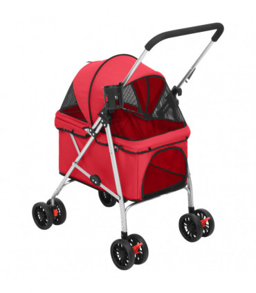 vidaXL Folding Dog Stroller Red 76x50x100 cm Oxford Fabric