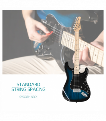 Glarry GST Stylish Electric Guitar Kit with Black Pickguard Blue Color