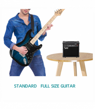 Glarry GST Stylish Electric Guitar Kit with Black Pickguard Blue Color