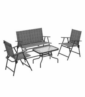 Outsunny Patio Furniture Set, Garden Set with Table, Foldable Chairs, a Loveseat
