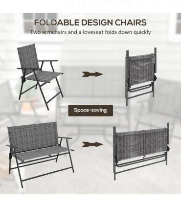 Outsunny Patio Furniture Set, Garden Set with Table, Foldable Chairs, a Loveseat