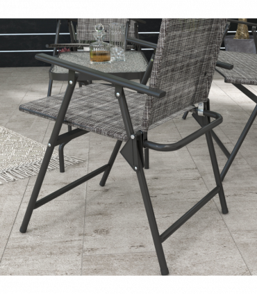 Outsunny Patio Furniture Set, Garden Set with Table, Foldable Chairs, a Loveseat