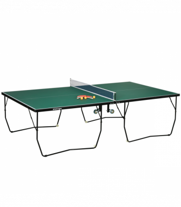 SPORTNOW 9FT Folding Table Tennis Table w/ 8 Wheels, for Indoors, Outdoors