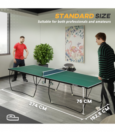 SPORTNOW 9FT Folding Table Tennis Table w/ 8 Wheels, for Indoors, Outdoors