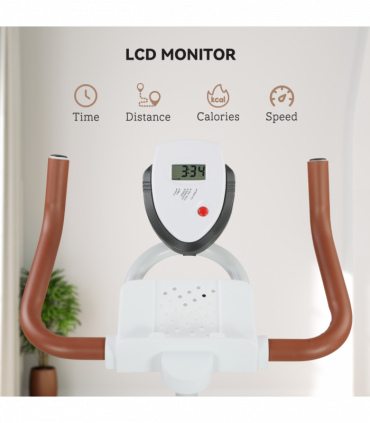 SPORTNOW Quiet Stationary Exercise Bike with Adjustable Seat, White