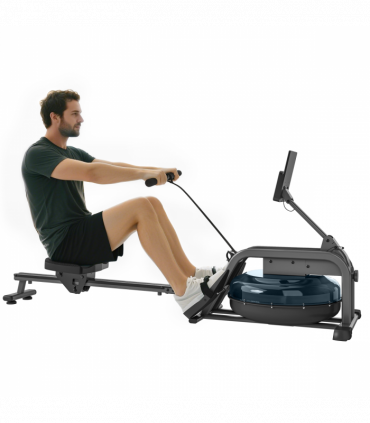 SPORTNOW Water Rowing Machine with Adjustable Resistance, Vertical Storage