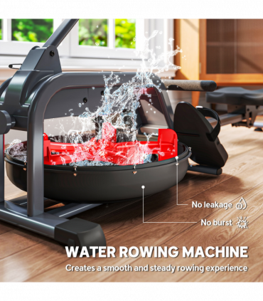 SPORTNOW Water Rowing Machine with Adjustable Resistance, Vertical Storage