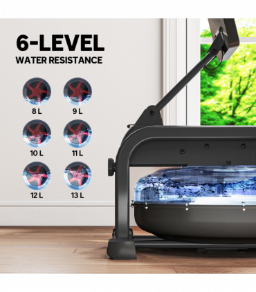 SPORTNOW Water Rowing Machine with Adjustable Resistance, Vertical Storage