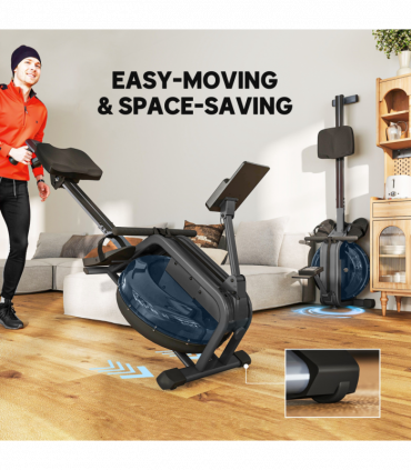 SPORTNOW Water Rowing Machine with Adjustable Resistance, Vertical Storage