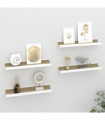 Wall Shelves 4 pcs White and Sonoma Oak 40x9x3 cm