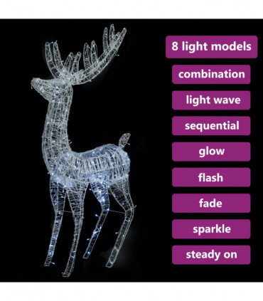 XXL Acrylic Christmas Reindeer 250 LED 180 cm Cold white
