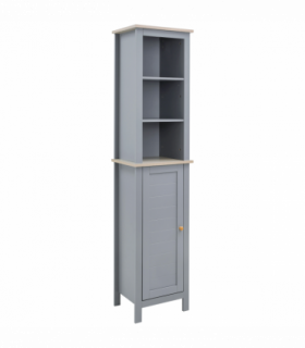 kleankin Bathroom Floor Tall Cabinet Storage Unit w/ Cupboard Adjustable Shelf