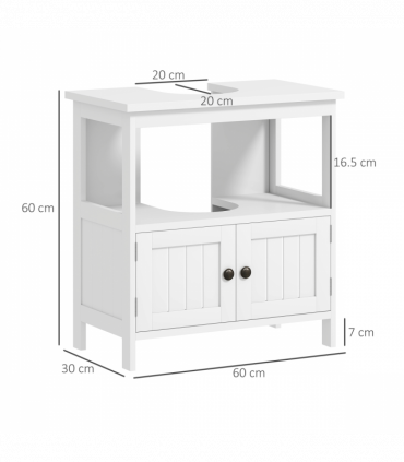 kleankin Bathroom Pedestal Under Sink Cabinet  Storage Shelves, Door, White