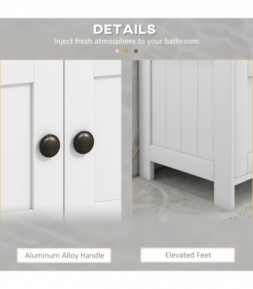 kleankin Bathroom Pedestal Under Sink Cabinet  Storage Shelves, Door, White