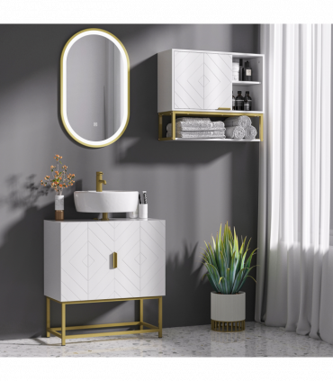 kleankin Bathroom Sink Cabinet Under Sink Cabinet Wooden Basin Cupboard White